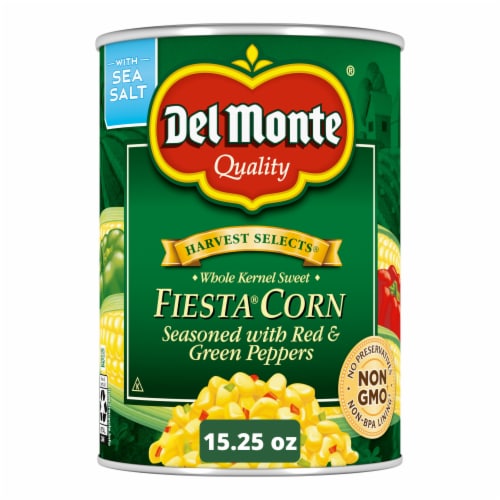 Del Monte Fiesta Corn Whole Kernel Corn with Red and Green Peppers Perspective: front
