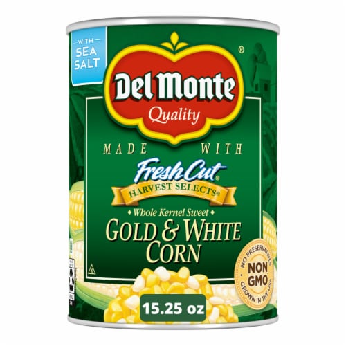 Del Monte® Fresh Cut Sweet Gold & White Whole Kernel Corn Canned Vegetables Perspective: front