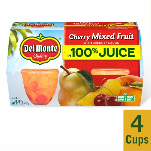 Del Monte® Cherry Flavored Mixed Fruit Cup Snacks Perspective: front
