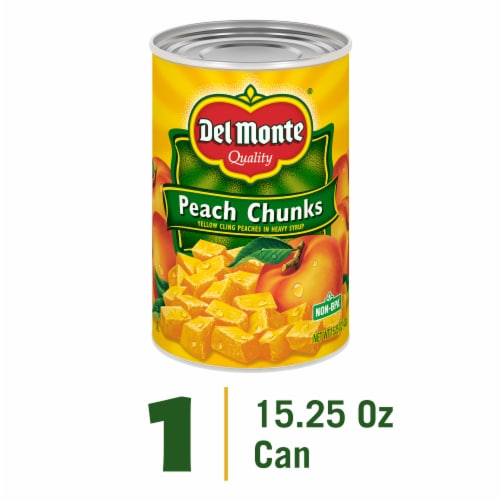 Del Monte Yellow Cling Peach Chunks in Heavy Syrup Perspective: front