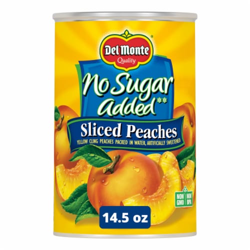 Del Monte® No Sugar Added Yellow Cling Sliced Peaches Canned Fruit Perspective: front