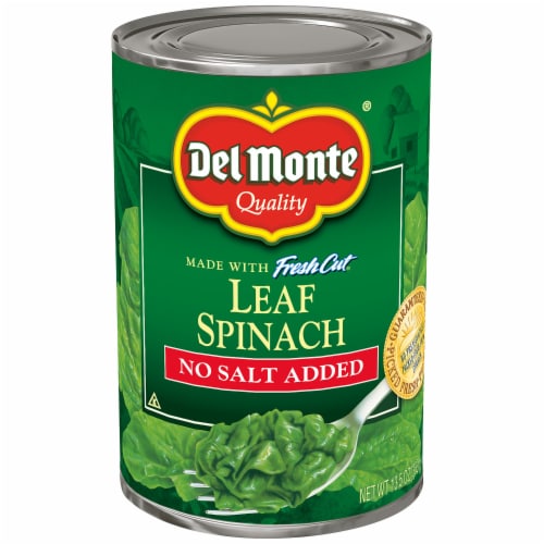 Del Monte® No Salt Added Fresh Cut® Leaf Spinach Perspective: front