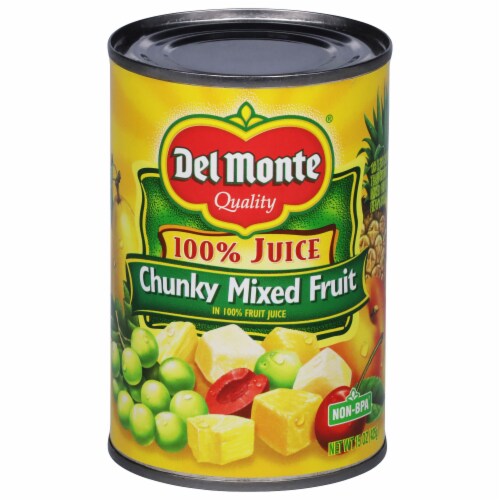 Del Monte 100% Juice Chunky Mixed Fruit Perspective: front