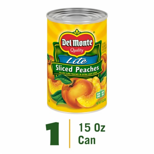 Del Monte® Yellow Cling Sliced Peaches in Extra Light Syrup Canned Fruit Perspective: front