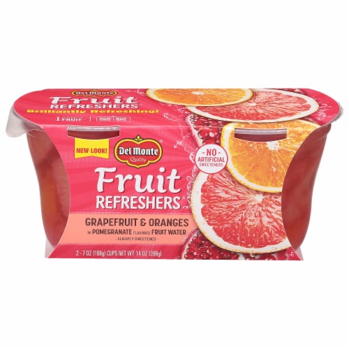 Del Monte® Fruit Refreshers® Grapefruit and Oranges Fruit Cup Snacks in Sweetened Water Perspective: front