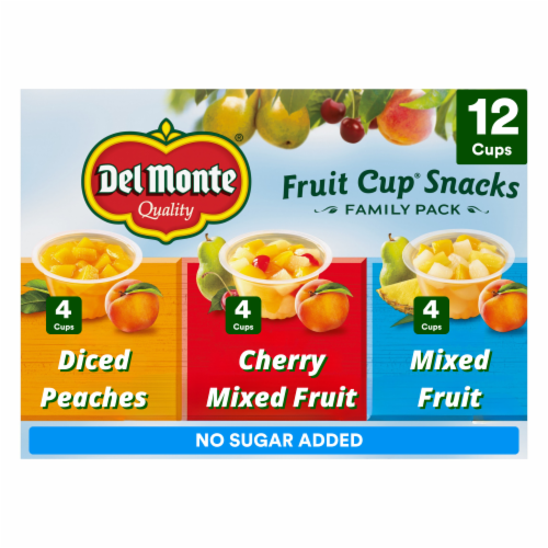 Del Monte No Sugar Added Fruit Cup Snacks Variety Pack Perspective: front