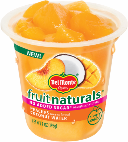 Del Monte Fruit Naturals No Added Sugar Peaches in Mango Flavored Coconut Water Fruit Cup Perspective: front