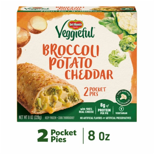 Del Monte® Veggieful™ Broccoli Potato Cheddar Pocket Pies Frozen Snacks Perspective: front