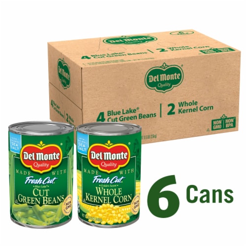 DEL MONTE FRESH CUT Canned Vegetables Variety Pack Green Beans and Whole Kernel Corn 6 Pack Perspective: front