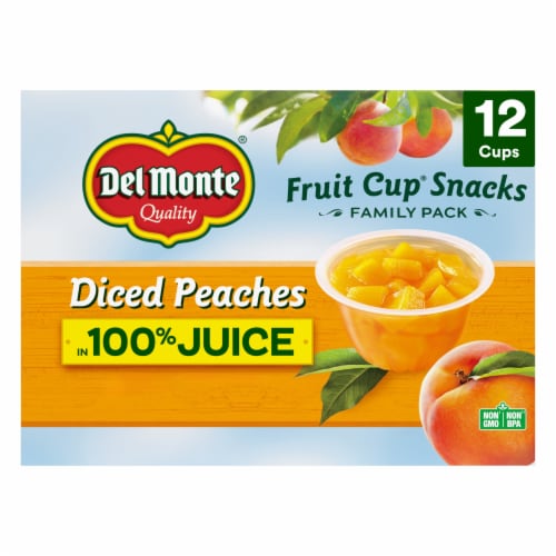 Del Monte® Diced Peaches in 100% Juice Fruit Cup® Snacks Perspective: front