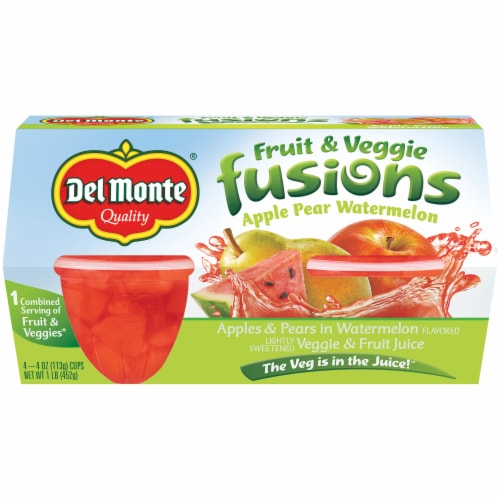 Del Monte Apple Pear & Watermelon Fruit & Veggie Fusion Fruit Cups Perspective: front