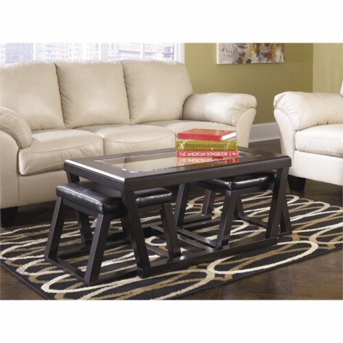 Ashley Furniture Kelton Coffee Table with 2 Stools in Espresso 1