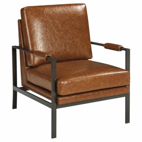 Ashley Peacemaker Faux Leather Accent Chair in Brown Perspective: front