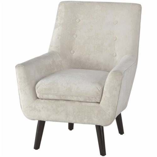 Ashley Zossen Velvet Tufted Accent Chair in Ivory Perspective: front