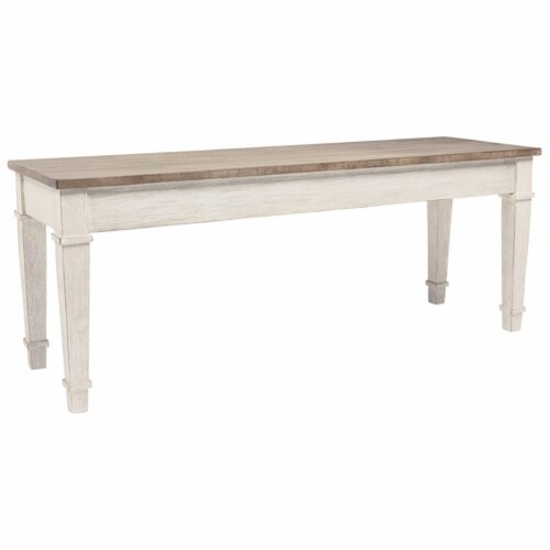 Ashley Furniture Skempton Wood Storage Bench in White Light