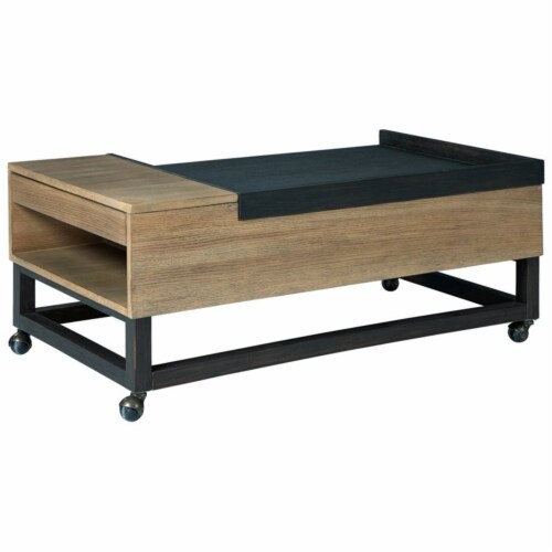 Ashley Furniture Fridley Lift Top Wood Cocktail Table in Brown & Black