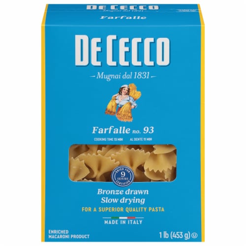 De Cecco® Farfalle Bow Tie Pasta Perspective: front