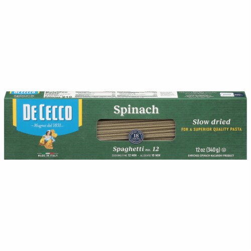 De Cecco Spaghetti with Spinach Pasta Perspective: front