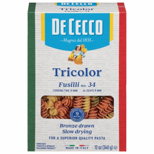 DE CECCO FUSILLI (Tricolor Pasta) ENRICHED MACARONI Perspective: front