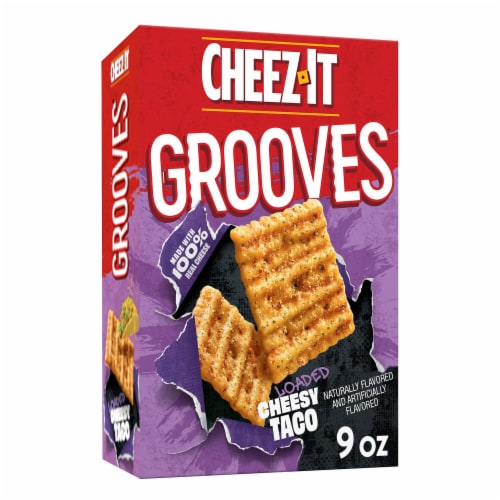 Cheez-It Grooves Loaded Cheesy Taco Crunchy Cheese Snack Crackers Perspective: front