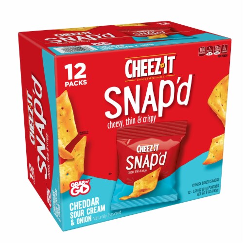 Cheez-It Snap'd Cheesy Baked Snacks Cheddar Sour Cream and Onion Perspective: front