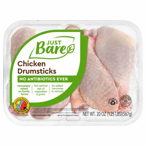 Just Bare Chicken Drumsticks Perspective: front