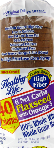 Healthy Life Flaxseed Omega 3 100% Whole Wheat Bread Perspective: front
