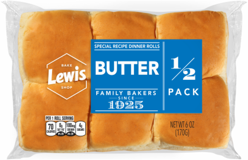 Lewis Bake Shop Butter Rolls 1/2 Pack 6 Count Perspective: front
