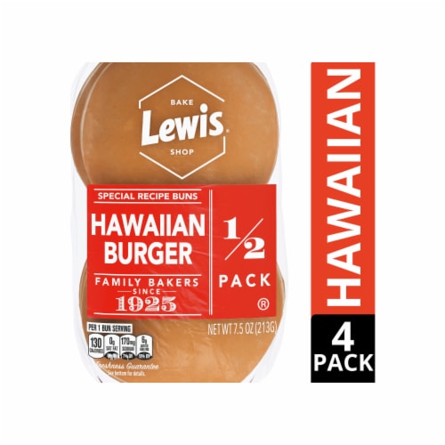 Lewis Bake Shop Special Recipe Hawaiian Burger Buns 1/2 Pack Perspective: front