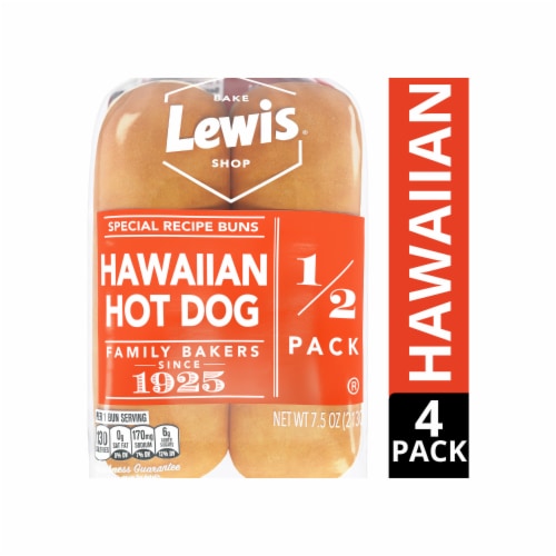 Lewis Bake Shop Special Recipe Hawaiian Hot Dog Buns 1/2 Pack Perspective: front