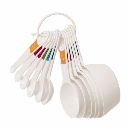 Lifetime Plastic White Measuring Spoon & Cup Set Perspective: front