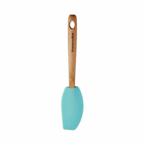 KitchenAid Bamboo Handle Mixer Spatula - Aqua Sky Perspective: front