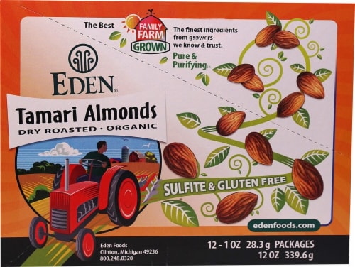 Eden Foods  Pocket Snacks Tamari Almonds Perspective: front