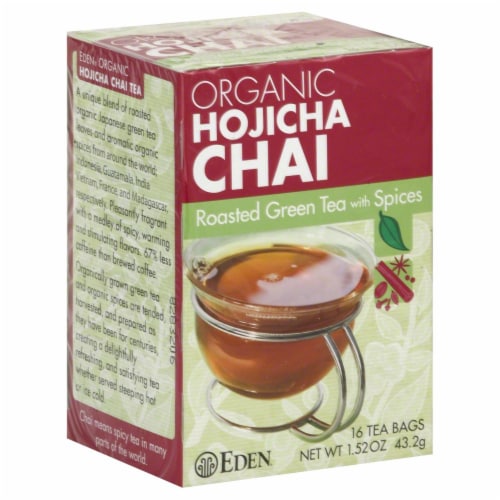 Eden Organic Hojicha Chai Roasted Green Tea Bags Perspective: front