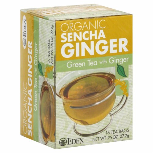 Eden Organic Sencha Ginger Green Tea Bags Perspective: front