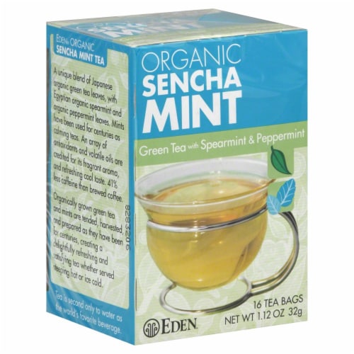Eden Organic Sencha Mint Green Tea Bags Perspective: front