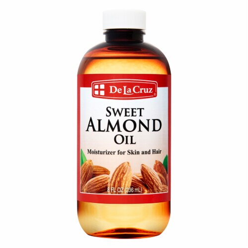 De La Cruz Sweet Almond Oil for Skin and Hair 8 fl oz Jumbo Size Perspective: front