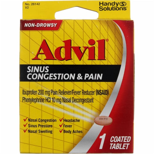 Advil Sinus Congestion & Pain Coated Tablets, 220 mg Perspective: front