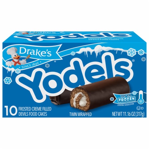 Drake's® Yodels® Frosted Creme Filled Devils Food Cakes Perspective: front