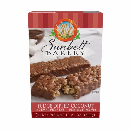 Sunbelt Bakery Fudge Dipped Coconut Chewy Granola Bars Perspective: front
