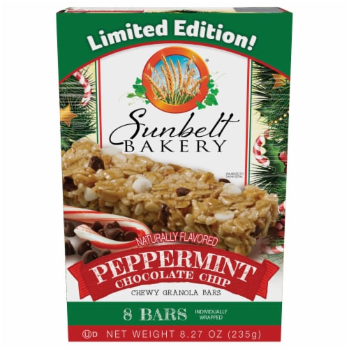 Sunbelt Bakery Peppermint Chocolate Chip Chewy Granola Bars Perspective: front