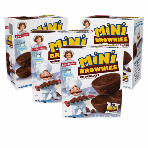 Little Debbie Mini Brownies, 4 Boxes, 20 Travel Pouches of Bite Size Chocolate Brownies Perspective: front