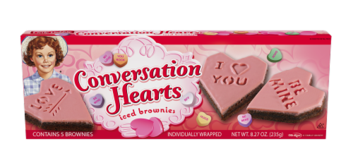 Little Debbie Conversation Hearts Iced Brownies Perspective: front