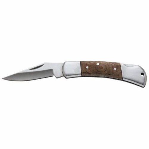 Meyerco MBCAMP10 Wood Handle Lockback Knife Perspective: front