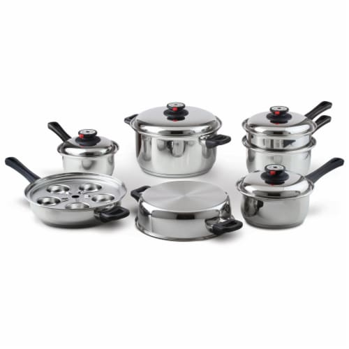 Maxam 9-Element Surgical 17-Piece Cookware Set, Stainless Steel