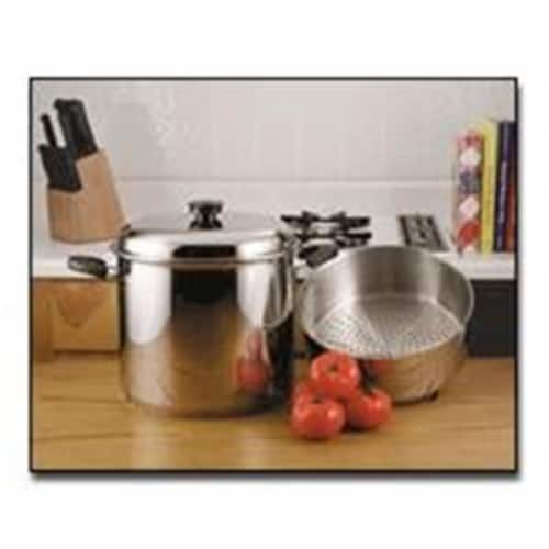 Precise Heat 24qt 9Element Waterless Stock Pot with Deep Steamer Basket Perspective: front