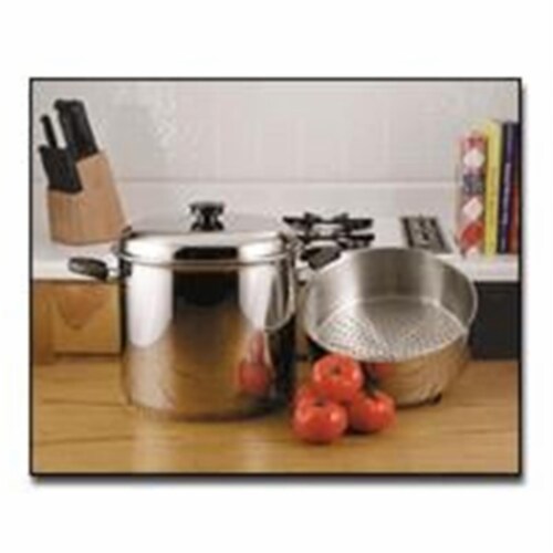 Precise Heat 24qt 9Element Waterless Stock Pot with Deep Steamer Basket Perspective: front