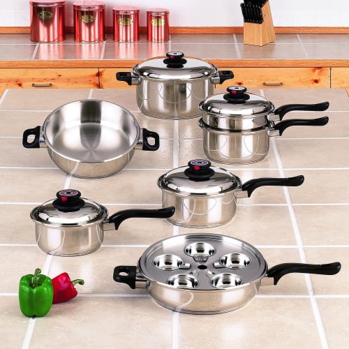 World's Finest 7-Ply Waterless Cookware Set Durable Stainless Steel  Construction, 17 Pieces, 1 - Fry's Food Stores