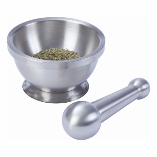 HealthSmart Stainless Steel Mortar and Pestle Perspective: front