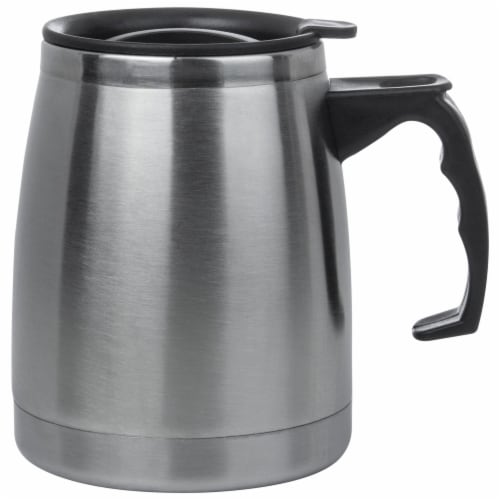Maxam Double Wall Stainless Steel Boat Mug 16 Ounce Wide Non-Slip Base Perspective: front